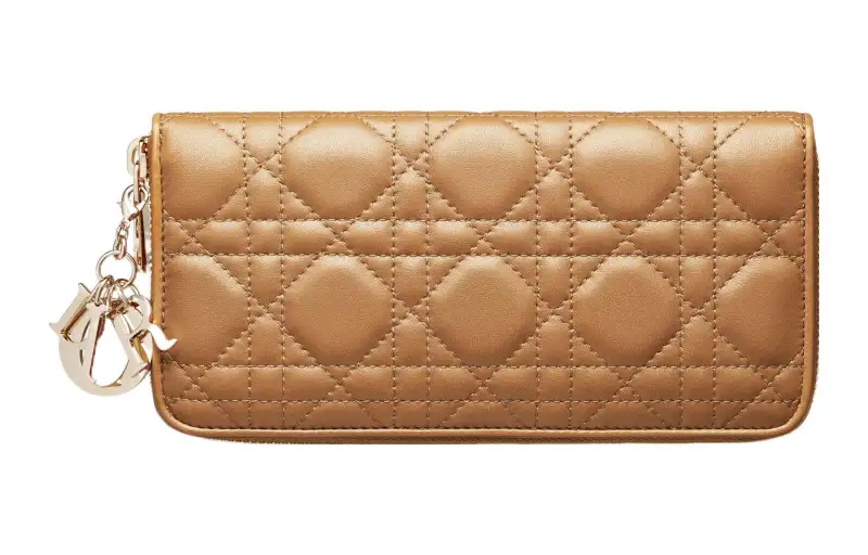 DIOR Lady Dior Lambskin Clutch Card Holder, Wallet Women's Bronze