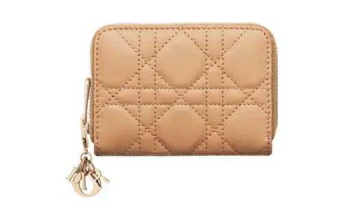 DIOR Lady Dior Lambskin Coin Purse Wallet Small Women's Bronze