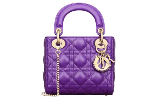 DIOR Lady Dior Sheepskin Handbag, Shoulder Bag, Crossbody Bag, Handbag Mini Women's Purple