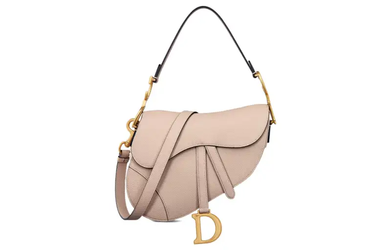DIOR Saddle Grained Calfskin Saddle Bag, Shoulder Bag, Crossbody Bag, Handbag Women's Beige Caramel