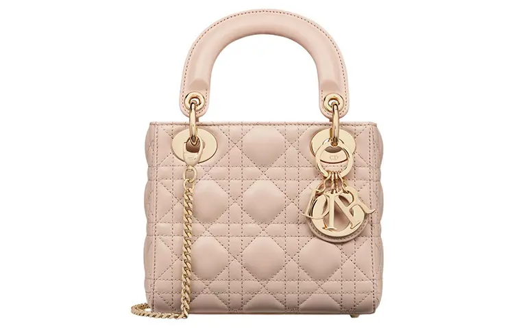 DIOR Lady Dior Fine Sheepskin Handbag, Shoulder Bag, Crossbody Bag, Handbag Mini Women's Caramel Beige