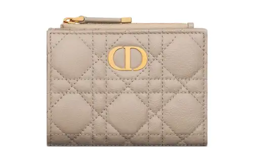 DIOR Caro Calfskin Wallet Women's Light Umber