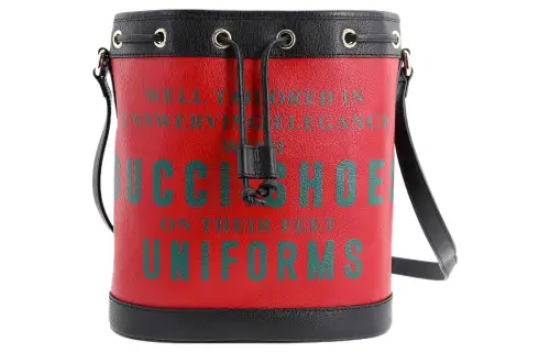 GUCCI Ophidia Leather Bucket Bag, Shoulder Bag, Crossbody Bag Mini Unisex Red/Black