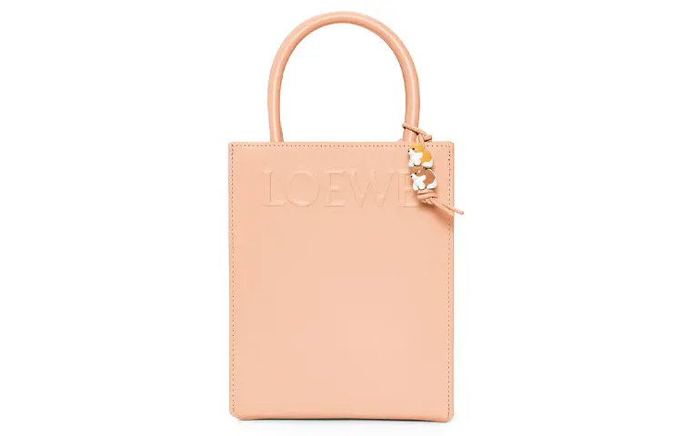 LOEWE Glossy Cow Leather Tote Bag, Shopping Bag, Handbag Women's Light Peach