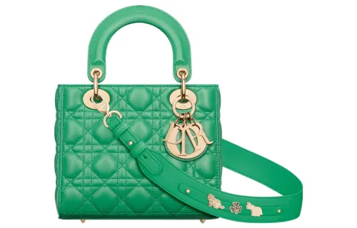 DIOR Lady Dior Lambskin Handbag, Shoulder Bag, Crossbody Bag, Handbag Small Women's Green