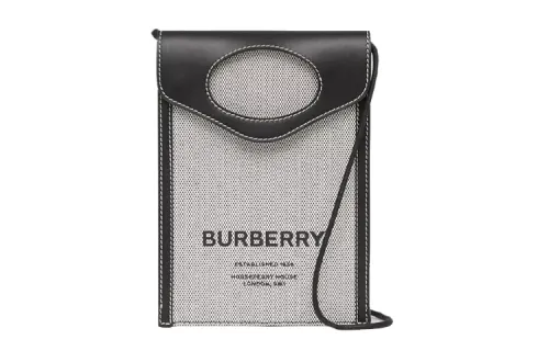 Burberry Leather And Canvas Phone Pouch Black/Gray