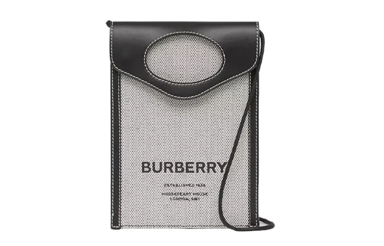 Burberry Leather And Canvas Phone Pouch Black/Gray