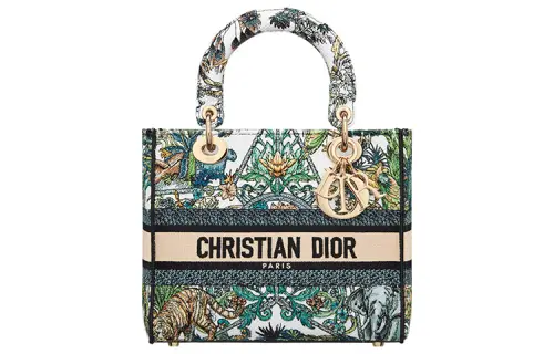 DIOR Lady D Lite Embroidery Handbag, Shoulder Bag, Crossbody Bag, Handbag Medium Women's White/Multicolor