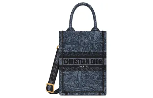 DIOR Embroidery Tote Bag, Shopping Bag, Cell Phone Pouch, Shoulder Bag, Crossbody Bag, Handbag Mini Women's Blue