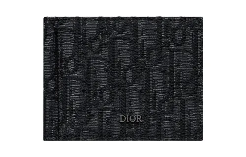 DIOR Jacquard Fabric Cash Clip, Card Holder, Wallet Men's Black
