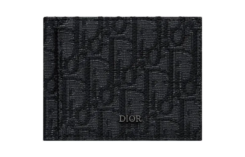 DIOR Jacquard Fabric Cash Clip, Card Holder, Wallet Men's Black