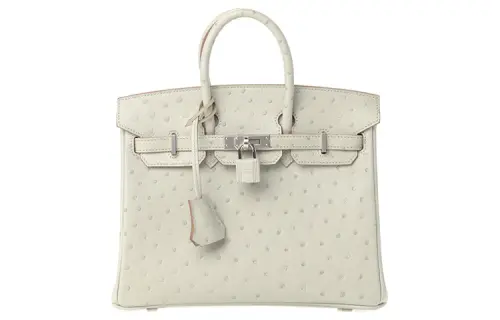 HERMES Birkin Ostrich Leather Birkin Bag Handbag Women's 80 Gris Perle Pearl Gray