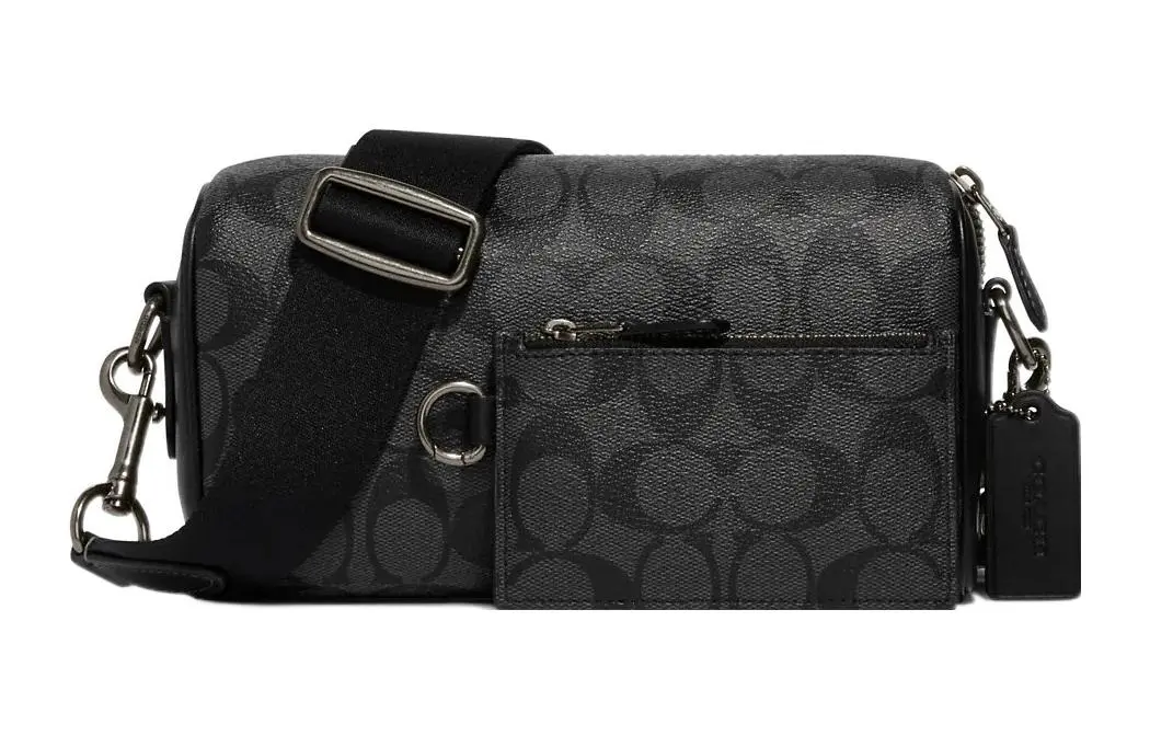 COACH AXEL Canvas With Leather Combo Bag, Shoulder Bag, Crossbody Bag Small Men's Black