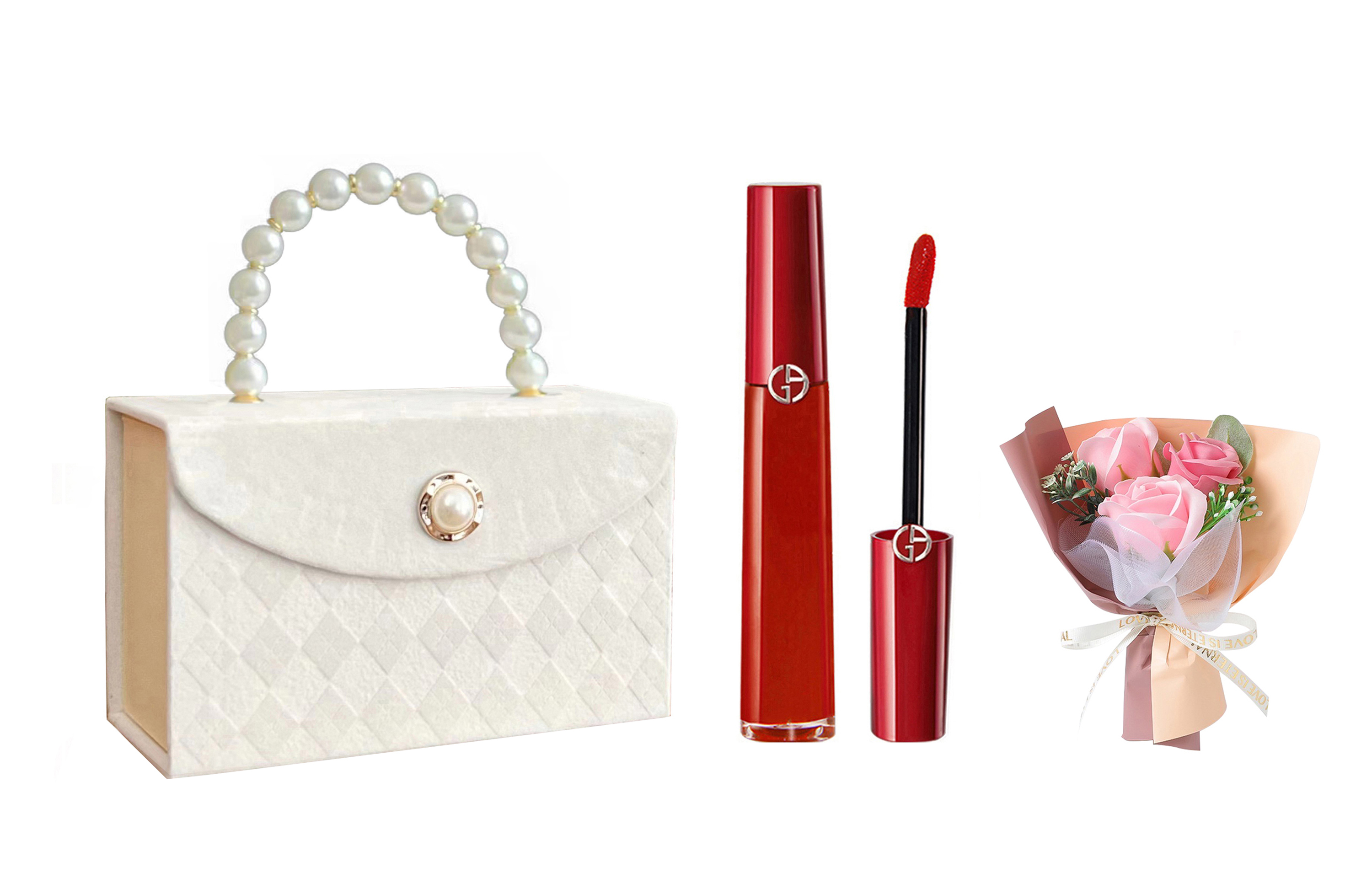 GIORGIO ARMANI Armani, makeup primer, velvet gift box, glass lip gloss contains rose, french style