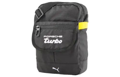 PUMA Porsche Recycled Material Messenger Bag, Crossbody Bag Small Unisex Black