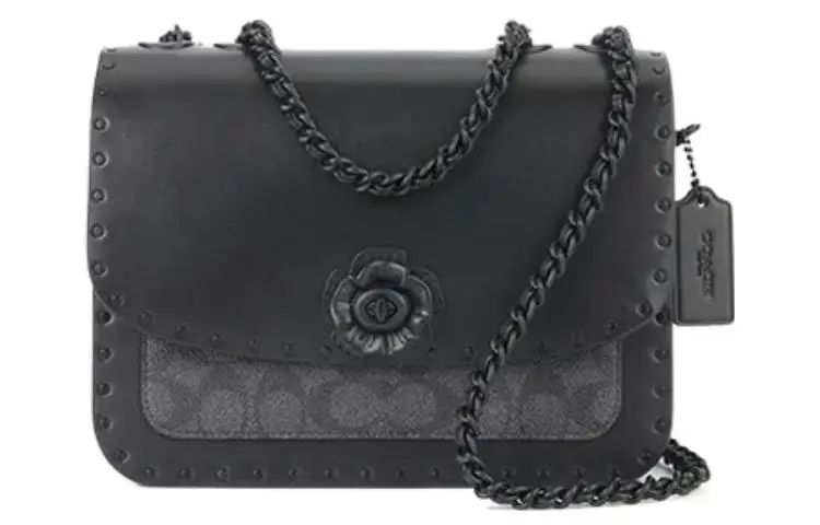 COACH Madison Leather Small Square Bag, Shoulder Bag, Crossbody Bag Medium Women's Black