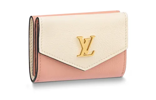 LOUIS VUITTON Calfskin Wallet Mini Women's Pink/Ecru