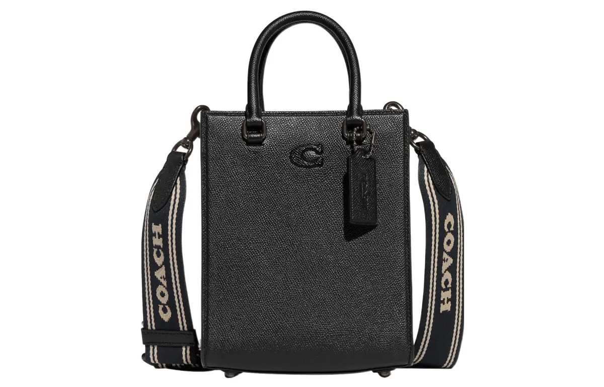 COACH Cow Leather Tote Bag, Shopping Bag, Handbag Small Women's Black