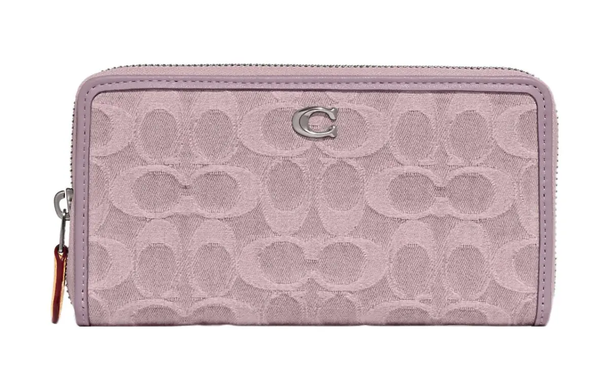COACH Zip Around Fabric Pochette Clutch Wallet Small Women's Light Purple