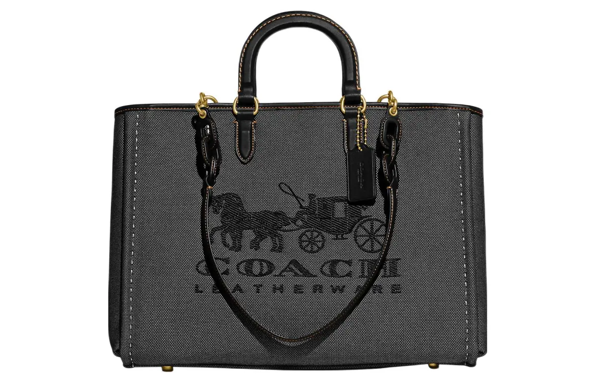 COACH Fabric Tote Bag, Shopping Bag, One Shoulder Handbag Large Women's Black