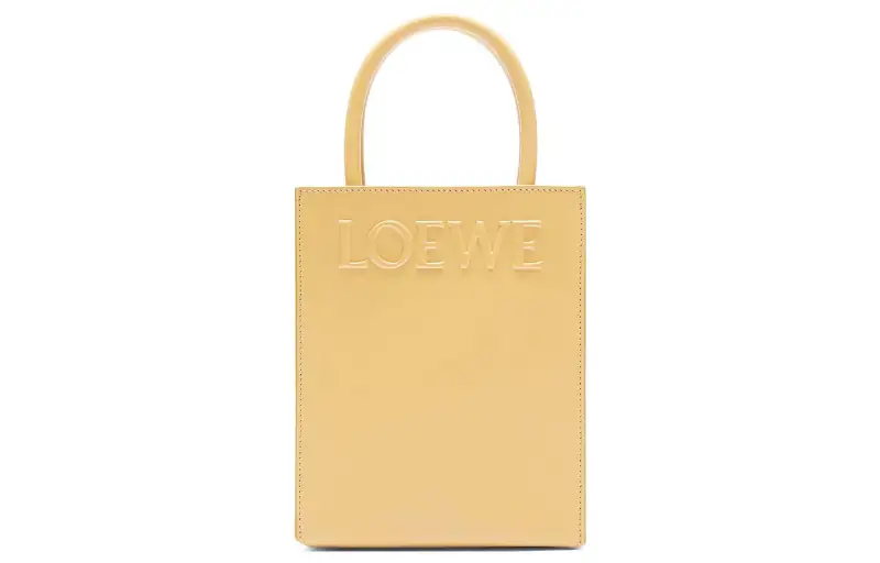 LOEWE Embossed Smooth Cow Leather Tote Bag, Shopping Bag, Shoulder Bag, Crossbody Bag, Handbag Regular Women's Butter