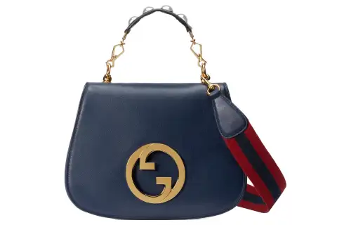 GUCCI Blondie Leather Shoulder Bag, Crossbody Bag, Handbag Small Women's Blue