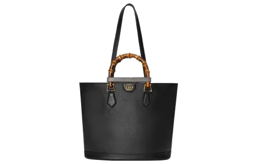 GUCCI Diana Leather Tote Bag, Shopping Bag, Shoulder Bag, Handbag Medium Women's Black