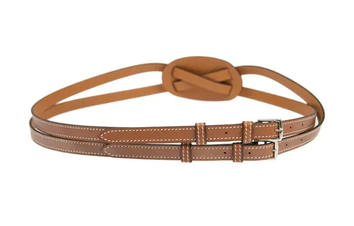 HERMES Cross Leather Belts Women's Width 6cm