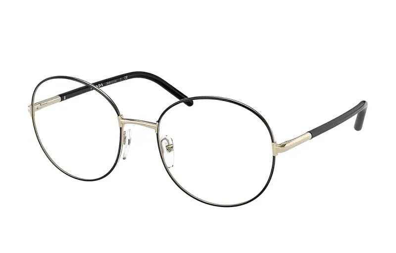 PRADA Alloy Oval Eyeglass Frames Women's Black