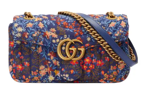 GUCCI Marmont Cotton Crossbody Bags Small Women's Blue