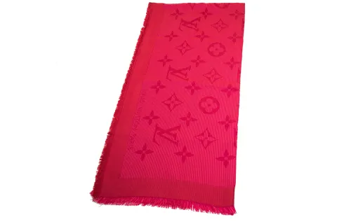 LOUIS VUITTON Monogram Knit Scarves Women's Rose Red