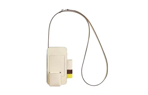 HERMES Hermèsway Epsom Calfskin Cell Phone Pouch Unisex Cream White