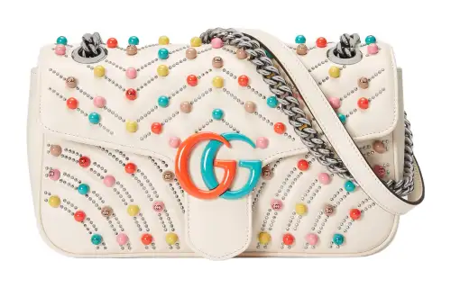 GUCCI Marmont Leather Portable Crossbody Bag, Shoulder Bag Small Women's White