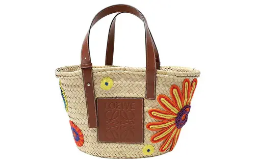 LOEWE Multicolor Leather With Raffia Tote Bag, Shopping Bag, Shoulder Bag, Handbag Regular Women's Brown