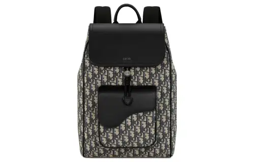 DIOR Grained Calfskin Backpack Men's Beige & Black