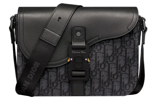 DIOR Grained Calfskin Shoulder Bag Men's Black