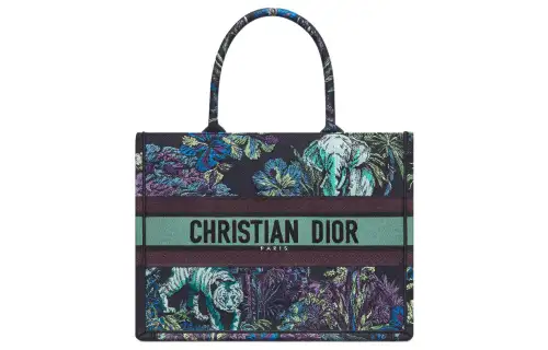 DIOR BookTote Embroidery Tote Bag, Shopping Bag, Handbag Medium Women's Blue/Multicolor