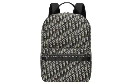 DIOR Leather, Nylon Backpack Men's Beige/Black