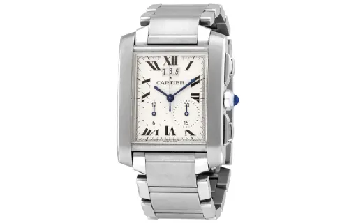CARTIER TANK DE Quartz Movement 30m Waterproof Women's Watch 28mm White Dial Stainless Steel Case