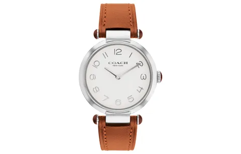COACH CARY Wrist Watches Quartz Movement Genuine Leather Strap 34mm White Dial Women's Watch 30m Water Resistant
