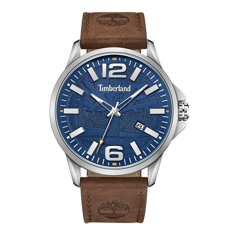 Timberland Bernardston Wrist Watches Quartz Movement Leather Strap 45mm Blue Dial Men's Watches