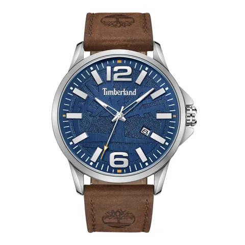 Timberland Bernardston Wrist Watches Quartz Movement Leather Strap 45mm Blue Dial Men's Watches