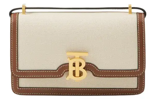 Burberry Canvas With Leather Canvas Shoulder Bag, Crossbody Bag Mini Women's Natural/Malt Brown