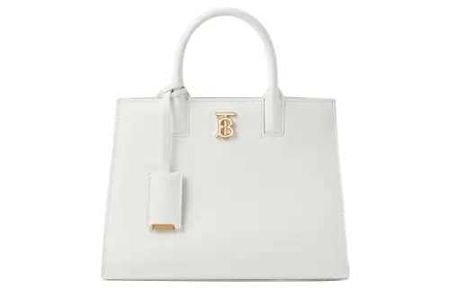 Burberry Frances Calfskin Tote Bag, Shopping Bag, Handbag Mini Women's White