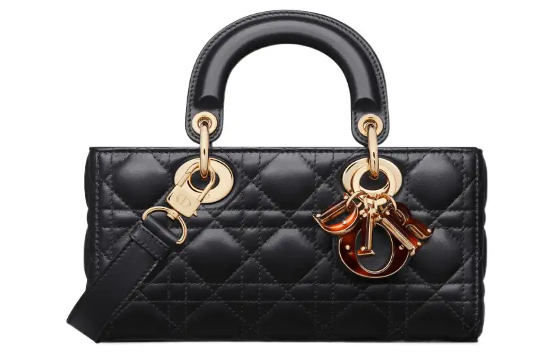 DIOR Lady D JOY Sheepskin Handbag, Shoulder Bag, Crossbody Bag, Handbag Small Women's Black