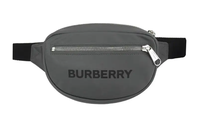 Burberry Nylon One Shoulder Crossbody Sling Bag, Fanny Pack Regular Unisex Gray