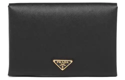 PRADA Saffiano Leather Clutch Women's Black