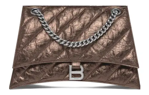 Balenciaga Crused Quilted Medium Chain Bag Metallized Bronze
