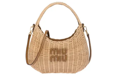 MIU MIU Wicker Hobo Bag, Shoulder Bag, Crossbody Bag, Handbag Regular Women's Citrus Orange Yellow