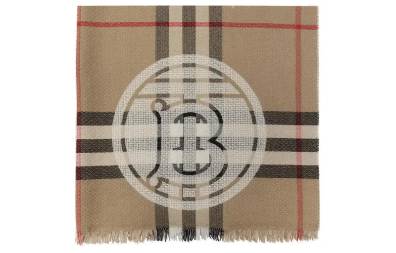 Burberry Logo Detailed Checked Scarf